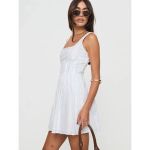 Princess Polly Lorinda Mini Dress White Cotton Fit Flare Size US 6 Bridal Party